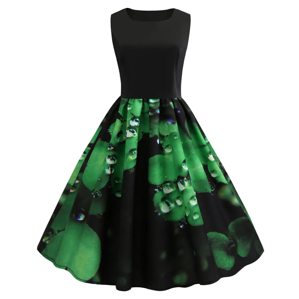 

KANCOOLD Dress Women St Patrick's Day Sleeveless Casual Evening Party Dress Prom Swing O-Neck Print new Dress women 2018DEC12