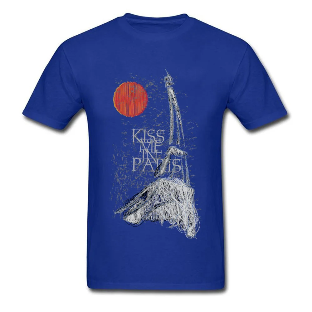 Paris Cotton Fabric Tees for Men Summer T-Shirt Party Hot Sale Round Collar Tops T Shirt Short Sleeve Drop Shipping Paris blue
