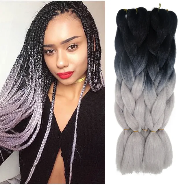 Grey Jumbo Braiding Hair Colors 24''100g Ombre Xpressions Kanekalon