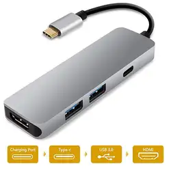 Новый и высокое качество Тип-c к HDMI + PD Питание + 2 x USB3.0 концентратора четыре в одном Мульти порты и разъёмы адаптер Аксессуары для компьютера