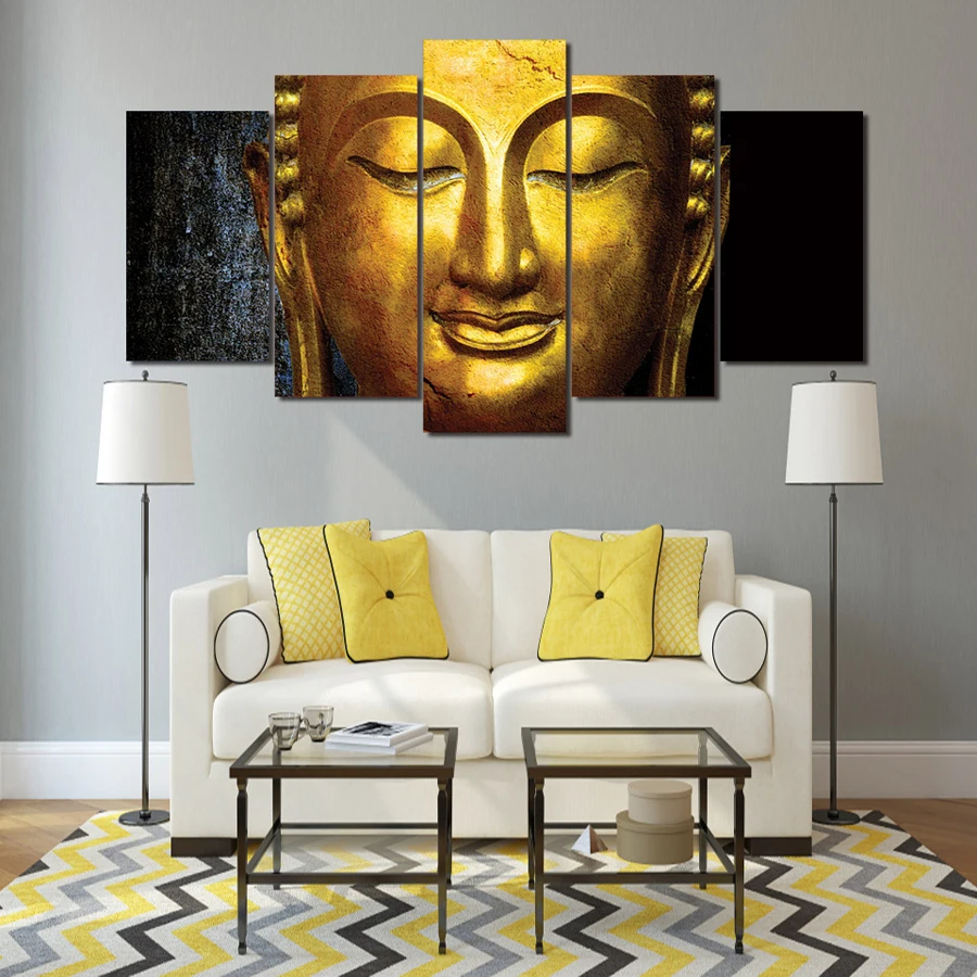 Drop Shipping HD Printed The golden Buddha Painting Canvas Print room decor print poster picture canvas | Дом и сад