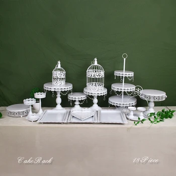

gold white cake stand wedding cupcake stand set glass dome crystal candy bar decoration cake tools bakeware set 3-19pcs