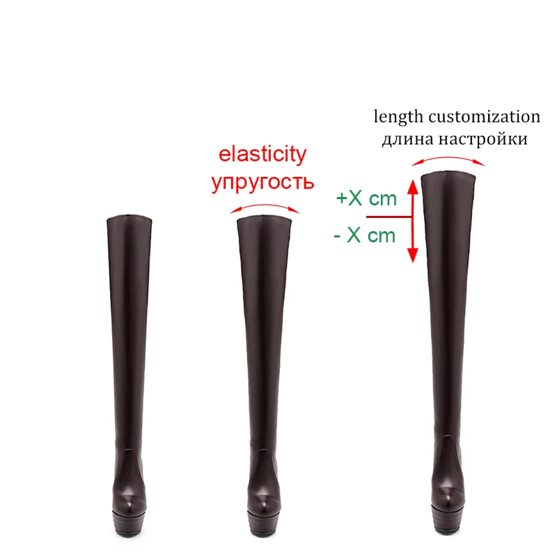 Ceny BONJOMARISA Plus rozmiar 32 46 Lady Sexy Over Knee zakolanówki buty kobiety moda jesień buty na cienkich wysokich obcasach platforma kobiet buty kobieta