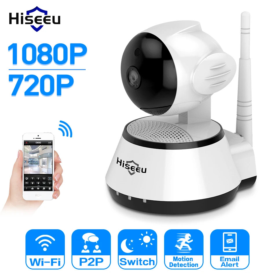 Hiseeu охранных 720 P/1080 P IP Камера Беспроводной сети Wi Fi видеонаблюдения HD 2mp Ночное