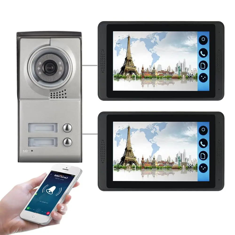 ##BUY SmartYIBA WiFi Wired Video Door Phone Intercom 7inch HD 1000TVL Camera IP55 Rainproof Support 8 Mobile APPs Viewing and Unlock