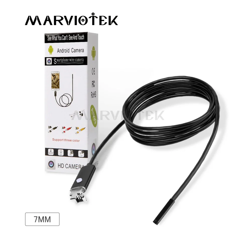 7mm 2 in 1 USB Endoscope Snake Tube and Android Waterproof Borescope Camera Endoscopio Inspection Micro for PC Phone | Безопасность и