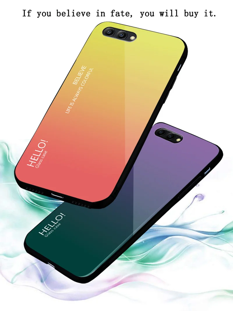 

Gradient Tempered Glass Phone Case For Huawei Honor8 10 8X Mate9 10 20 Pro P20 30 Lite P Smart Plus Nova 3 4 V9 10 20