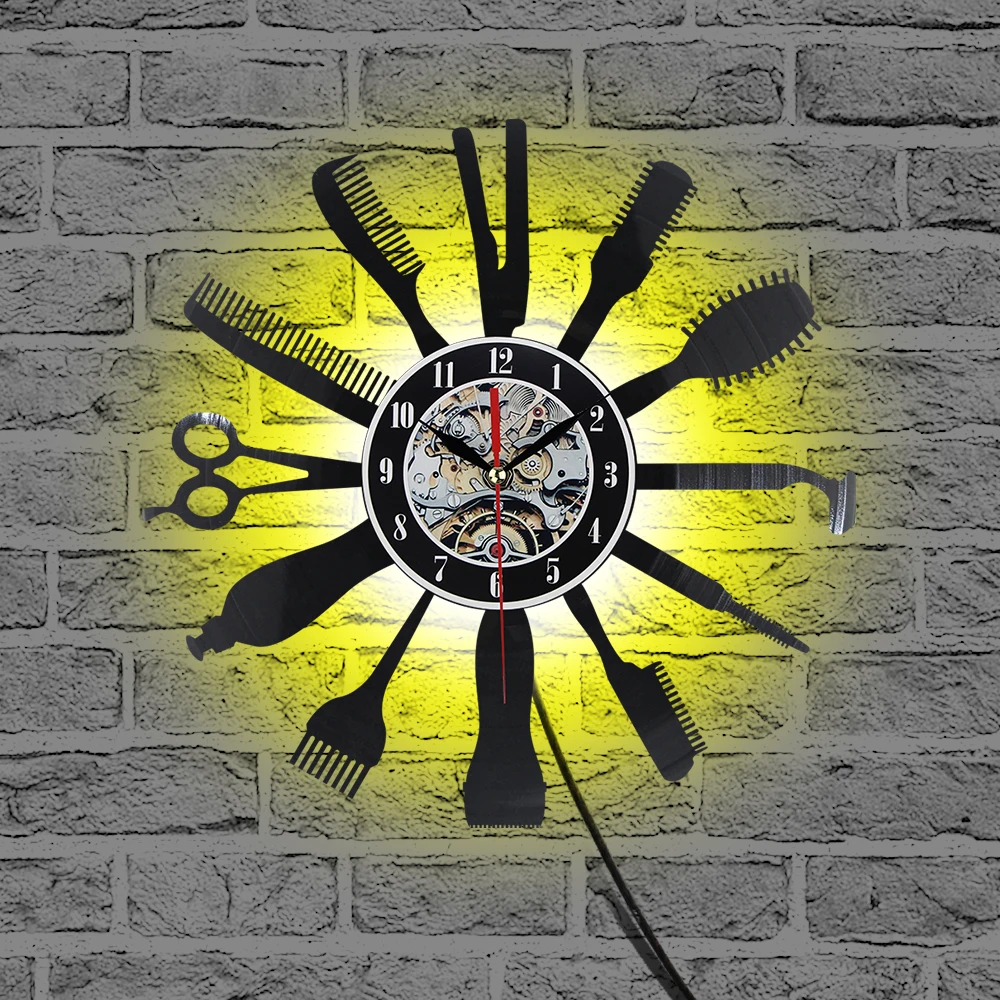 

Creative Vinyl Wall Clock Gift Idea for Barber Hair Beauty Salo Hairdresser Barber Shop Art Decor Clock Cool Design