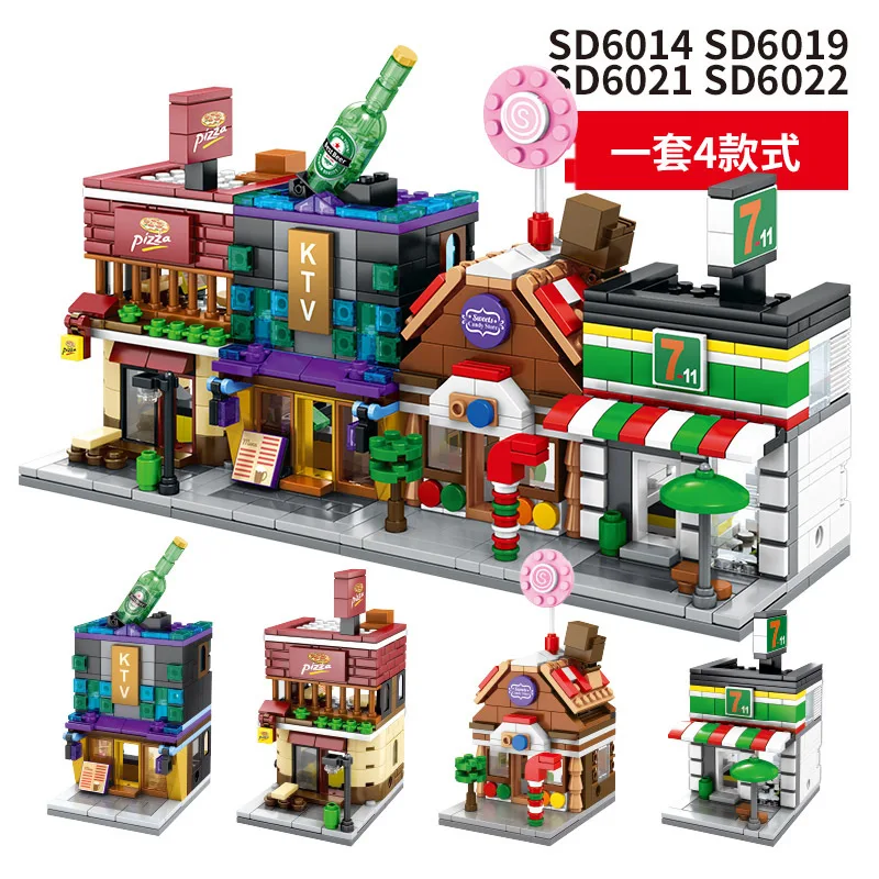 SEMBO Blocks Mini Shop Model Building Bricks Micro street Store Cute Architecture Educational toys for Children Christmas Gifts