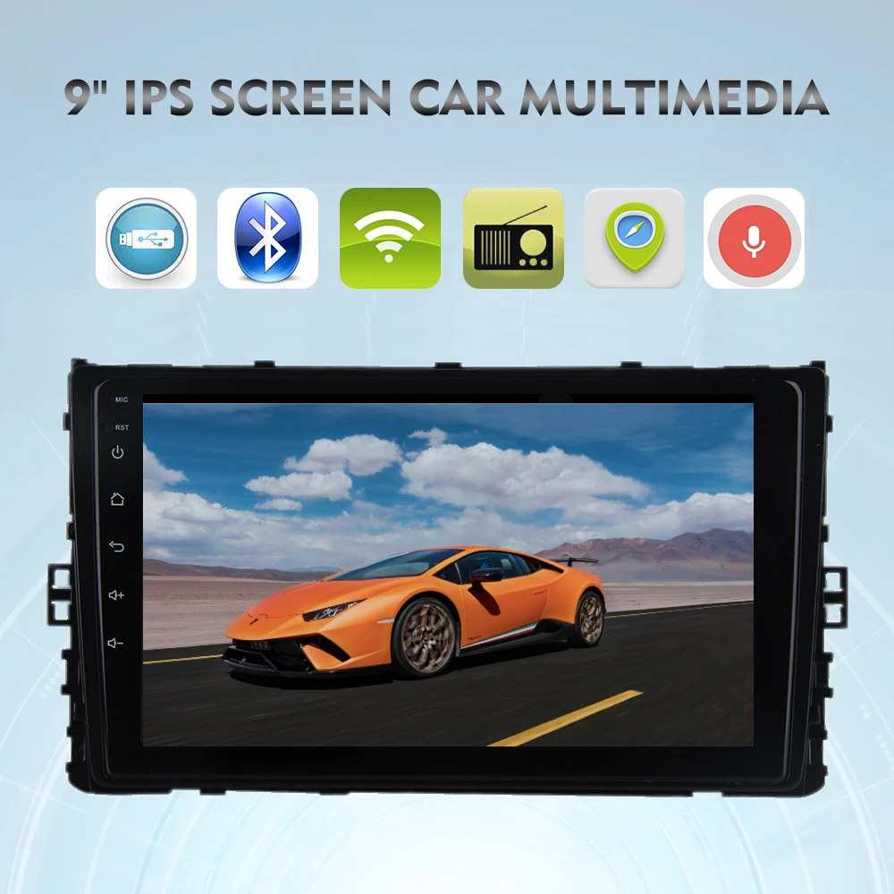 Top 9" 2.5D IPS Screen Android 8.0 Universal Car Radio GPS for VW Tiguan Atlas Polo Jetta 2018 Navigation Wifi Steering Wheel AUX BT 1