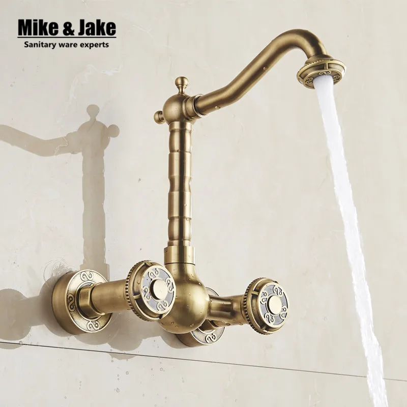 Antique brass wall mounted kitchen faucet Bathroom antique Faucet wall