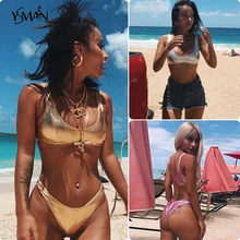 Yisiman Gold Metallic Reflective Solid Bikini Set Women 2019 Thong Bikini Two Piece Set Rhinestone Cosplay Bikini Sexy Swimsuit Yisiman Gold Metallic Reflective Solid Bikini Set Women 2019 Thong Bikini Two Piece Set Rhinestone Cosplay Bikini Sexy Swimsuit
