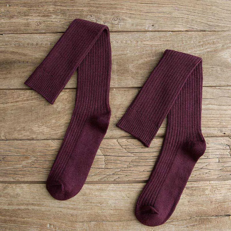 La MaxPa/1 пара, женские носки, Осень-зима, модные длинные носки для девочек, консервативный стиль, гетры, одноцветные, женские, высокие, эластичные, k1448 - Цвет: Dark Red