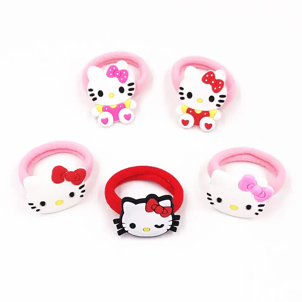 1Pcs Cute Cartoon Girls Hello Kitty Horse Elastic Hair Bands Kids Princess Hair rope Rubber