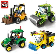 ENLIGHTEN City Series Forklift Sweeper Car Truck font b Construction b font mini Educational Building Blocks