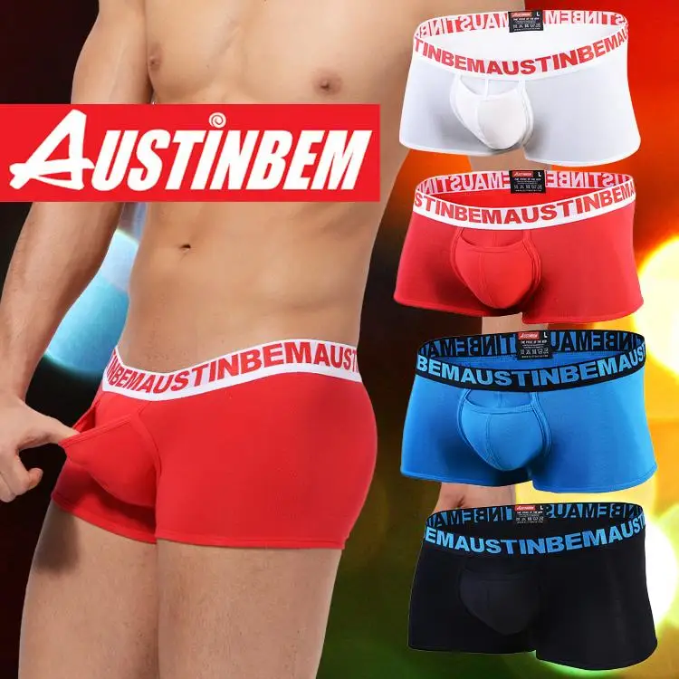 Free shipping!brand AUSTINBEM solid boxers cotton men