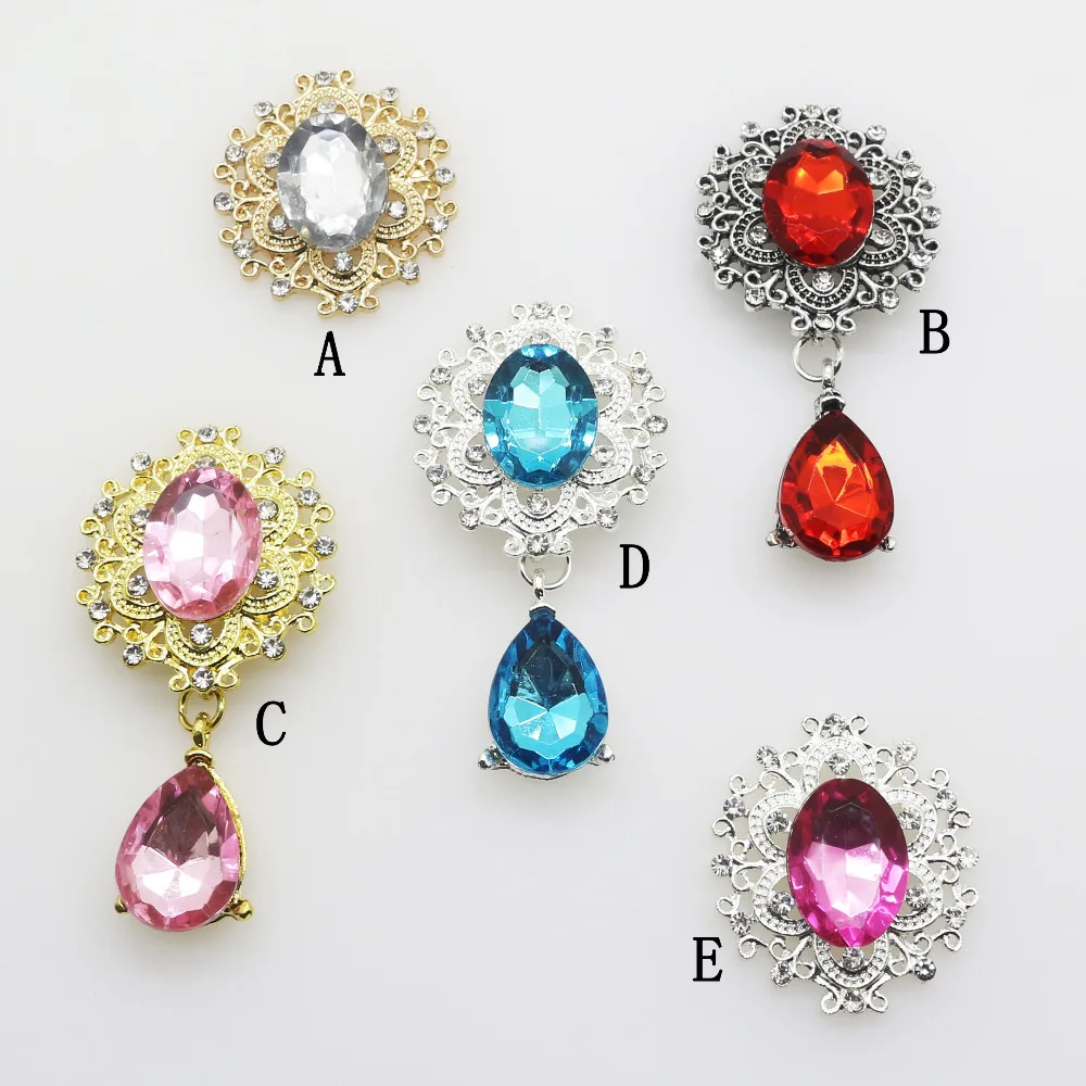 

ZMASEY Hot 5Pcs/Lot Flatback Pendant Buttons Wedding Decoration Alloy Rhinestones Sewing Accessories