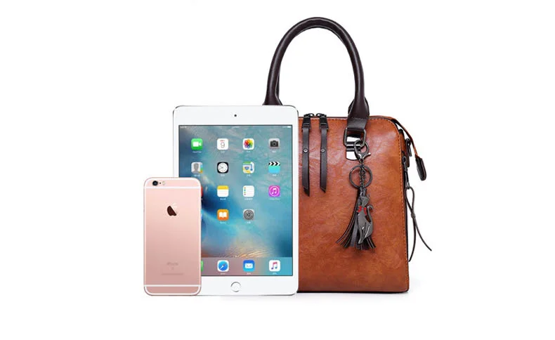 4pcs sets Fashion Vintage Handbag for Women Medium High Quality Oil Leather Shoulder Crossbody Bag Brown Black Female Tote Purses