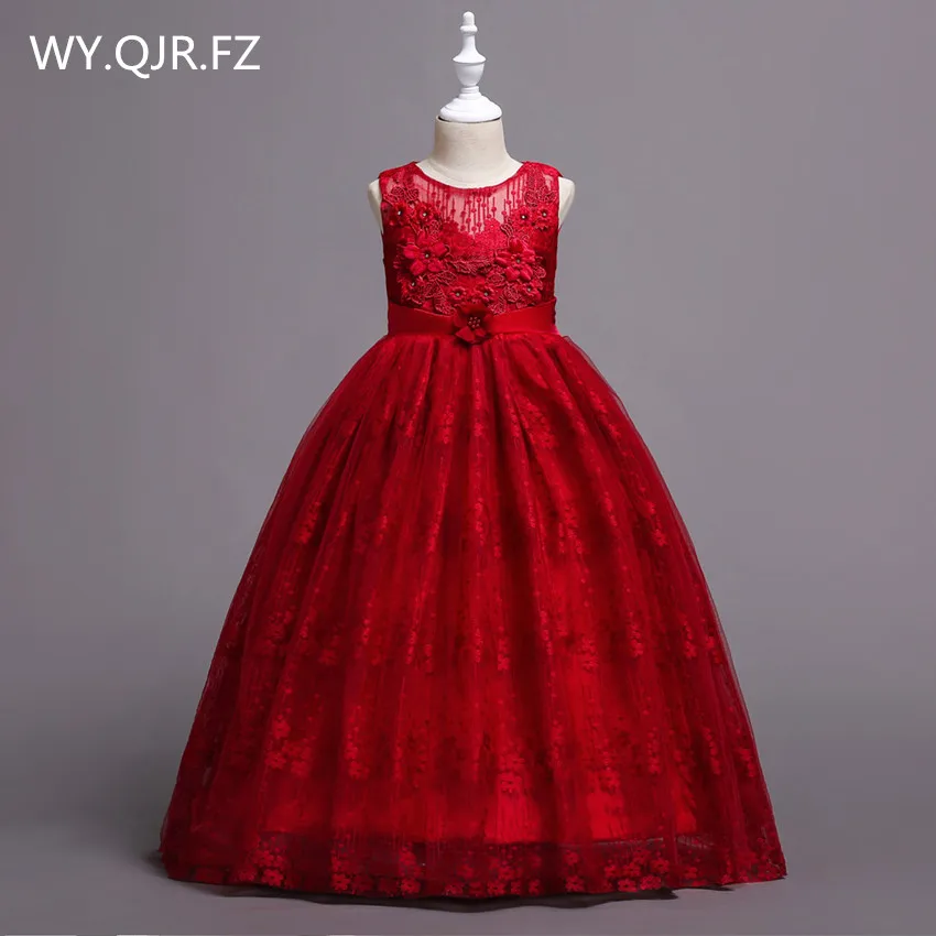 

BH-831#Red Princess Flower Girl dresses children medium large size lace wedding party prom ball gown long Children's dress 2018