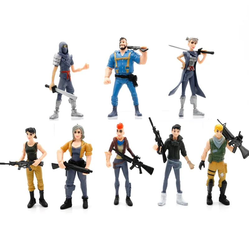 

8pcs/set Fortress Night Llama PVC Action Figures Toy Battle Royale game Character Fortress Model Figure Toy Boy Gift For Kids