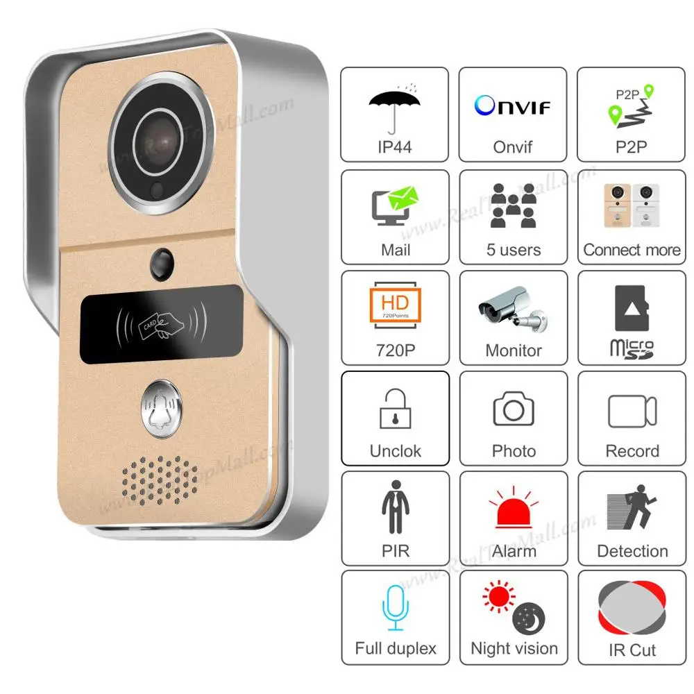 Wifi video door phone doorbell Wireless Intercom Support IOS Android RFID Keyfob Access Video Door Phone Intercom+Bell