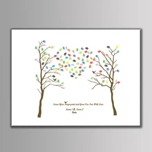 Пользовательские Gueat книга свадебное дерево с отпечатками пальцев живопись ребенок душ вечерние украшения diy отпечатков пальцев Дерево желаний подписи подарки