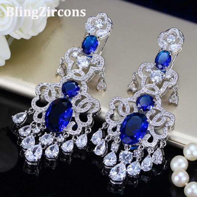 BlingZircons Royal European Design Blue Cubic Zirconia And White