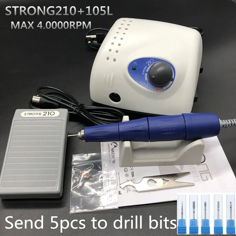 NEW 65W 40000RPM Electric Nail Drill Machine Strong 210 Model 105L