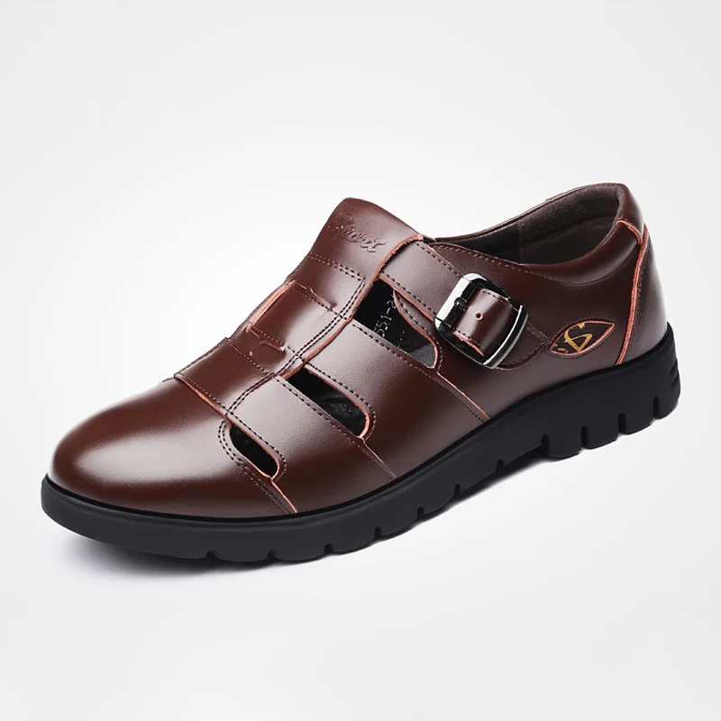 Г., сандалии Мужская Летняя обувь черная повседневная обувь кожаные мужские сандалии высококачественные летние мужские туфли, A1389 - Цвет: Коричневый