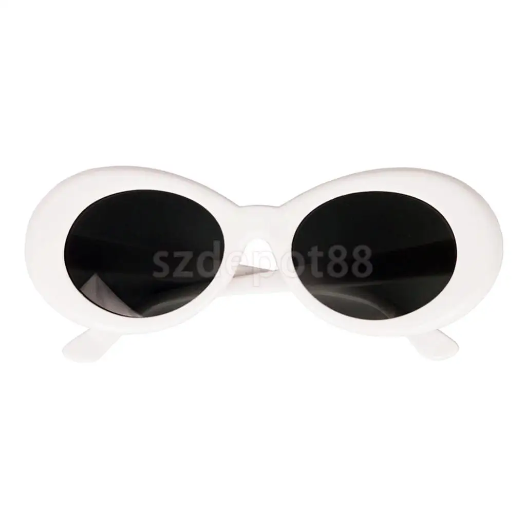 New Design Fashion Retro Clout Goggles Women Glasses Oval Bold Mod Thick Framed Sunglasses White For Outdoor