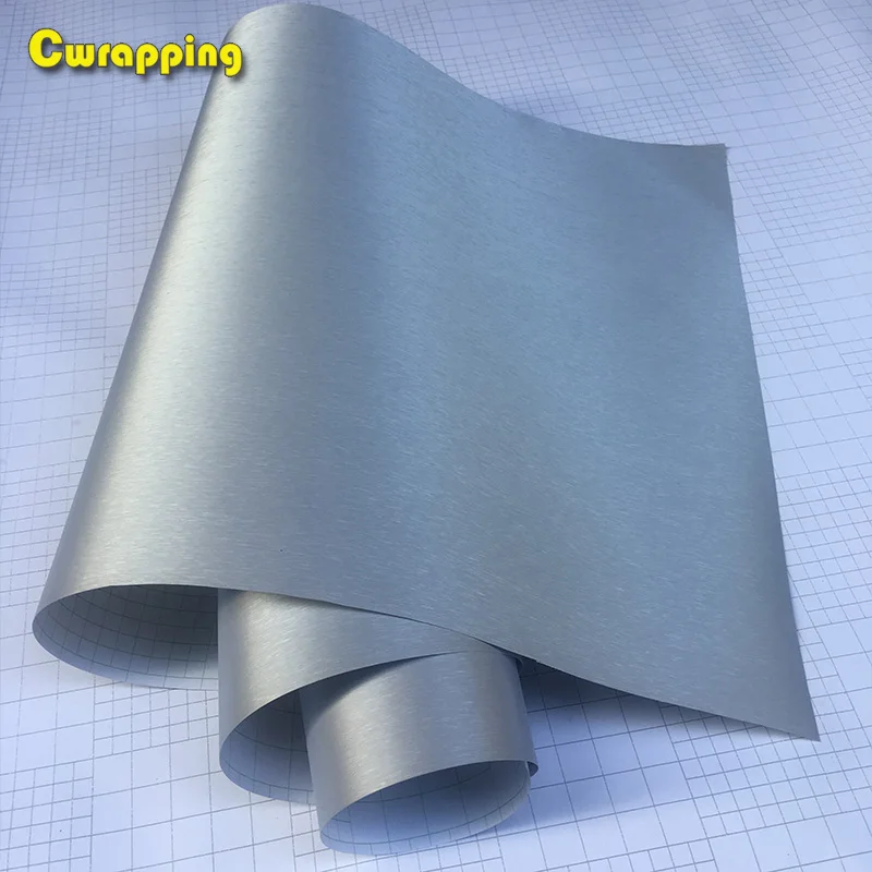 

50cm*1/2/3/4/5m Car styling Silver Brushed Metallic Vinyl Film car Sticker decal Bubble Free Brushed Metallic Car Wrapping foil