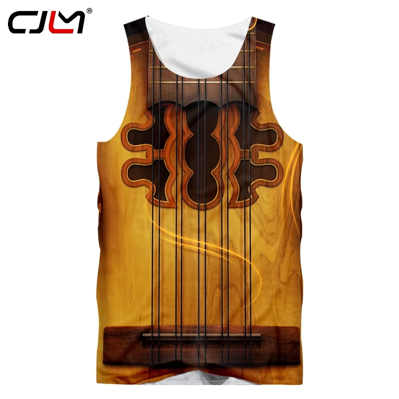 

CJLM Gothic Guitar Art Musical Instrument Summer 3D Full Printing Fashion Tank Top Print Hip Hop Style Vest Casual
