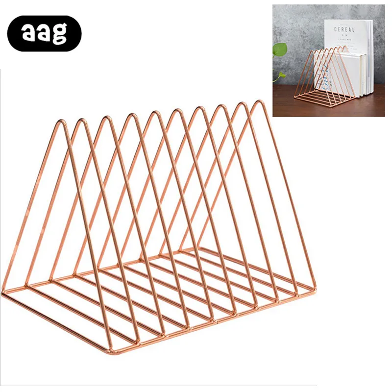 AAG الشمال نمط روز الذهب رف الثلاثي هندسة المعادن صحيفة مجلة تخزين الرف سلة الفاخرة الرئيسية مكتب ديكور