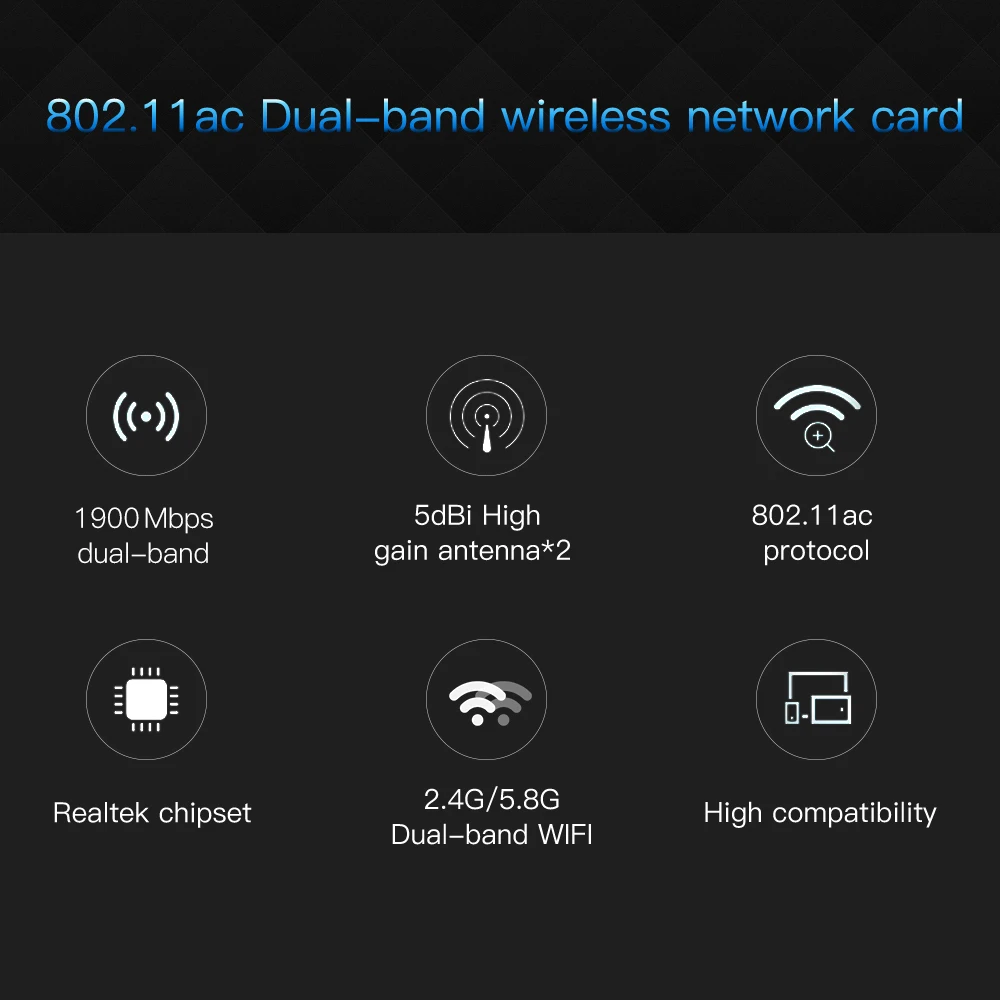 EDUP двухдиапазонный 1900 Мбит/с PCI Express беспроводной WiFi адаптер 802.11AC 2,4/5 ГГц PCI-E сетевая карта 4* 5dBi антенны для Win 7/8. 1/10