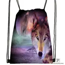 Custom wolf_moon_by_kyghost походная сумка на шнурке милый рюкзак для детей(черная спинка) 31x40 см#180611-03-107
