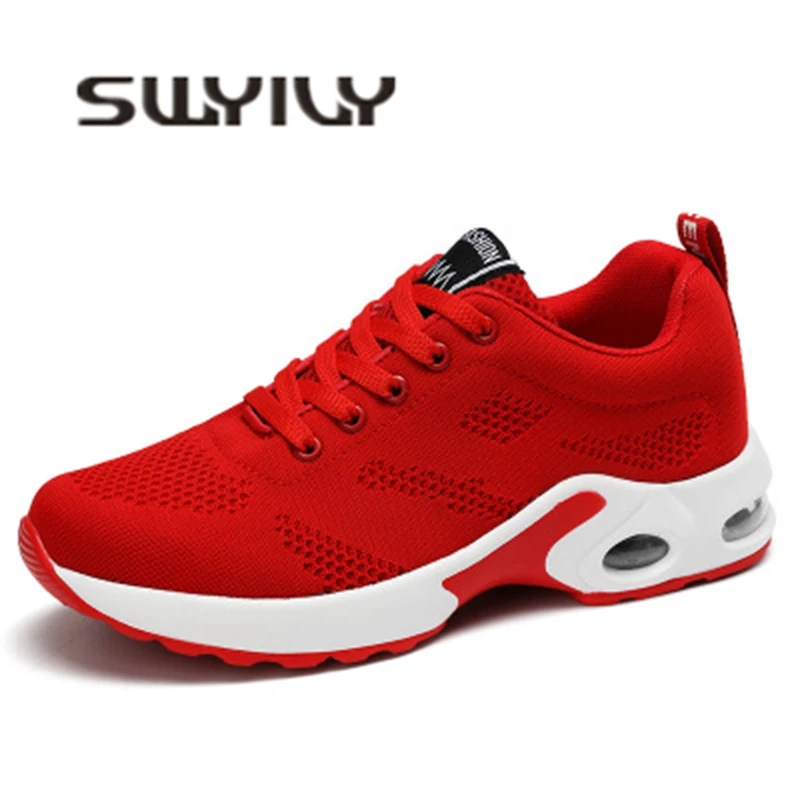 SWYIVY Women Running Shoes Mesh Breathable 2018 New Female Sport Shoes Lace-up Comfortable Howllow Female Run Shoes