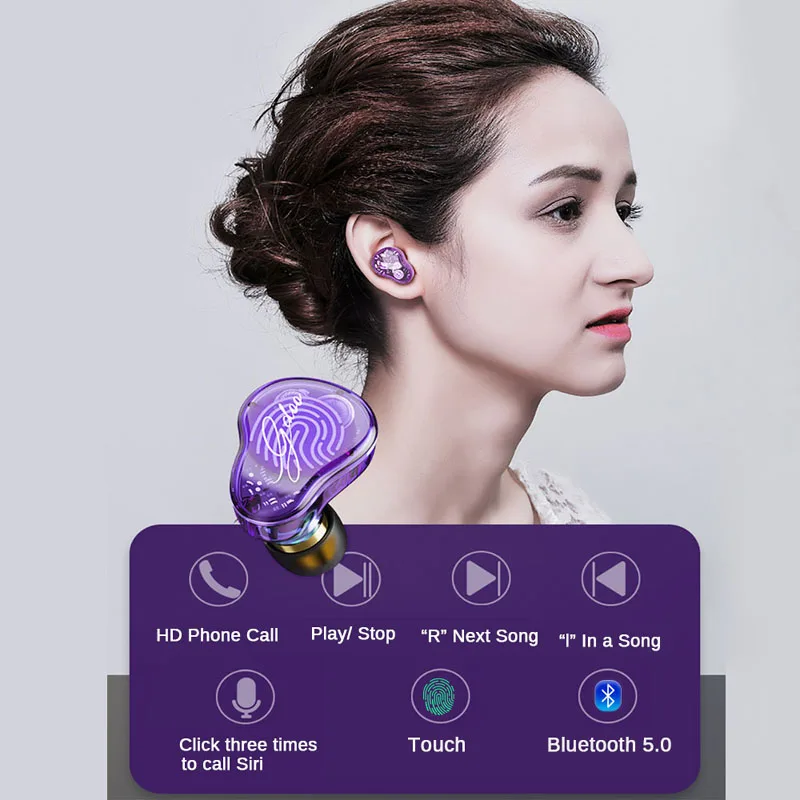 Dual Dynamic Driver TWS bluetooth 5.0 Earphone HiFi Bass Smart Touch IPX7 Waterproof for Iphone Xiaomi Huawei