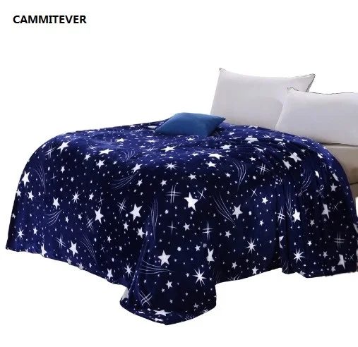 

CAMMITEVER Stars Galaxy Blanket Flannel Fleece Plaid Sofa Throws Spring Winter Plaid Blankets Print Blanket