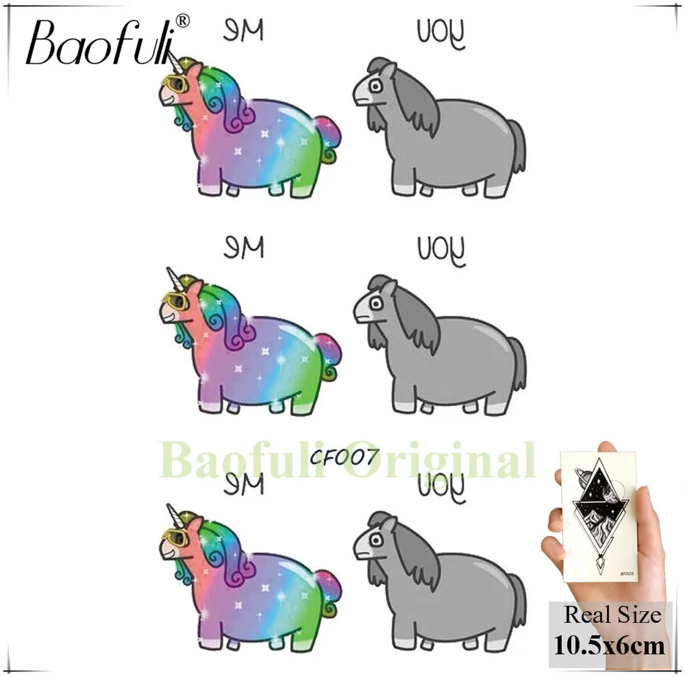 Мультфильм боди-арт Временные татуировки Дети Единорог фестиваль подарки Красочные татуировки поддельные боди-арт ноги руки одноразовые татуировки наклейки - Цвет: BCF007