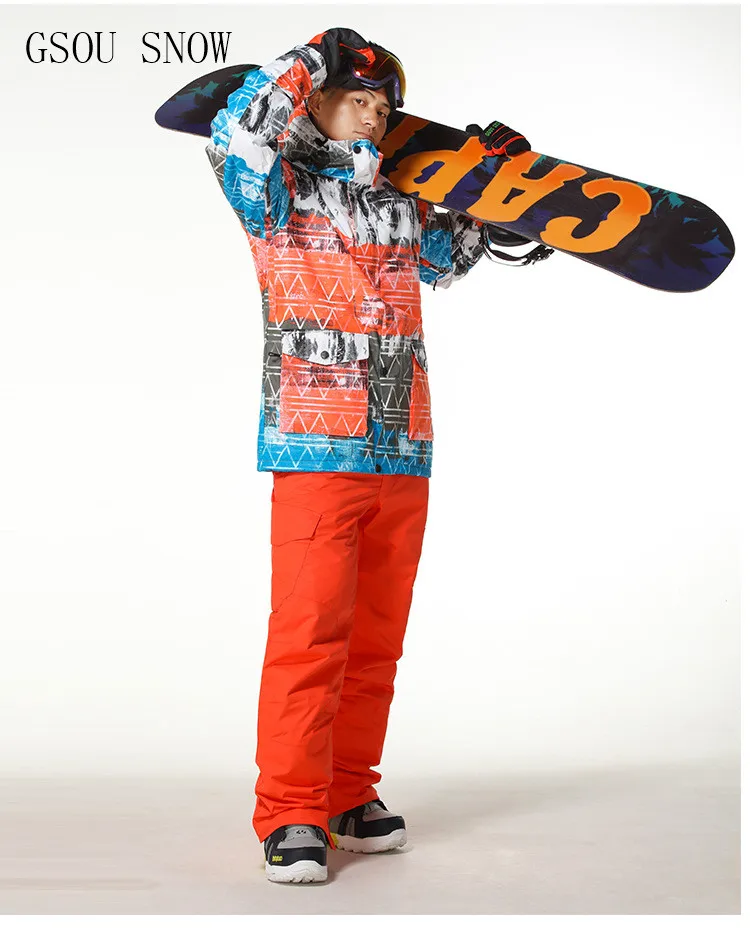 GSOU SNOW men's Winter Snowboard ski Jacket+Pants set Ski Suit
