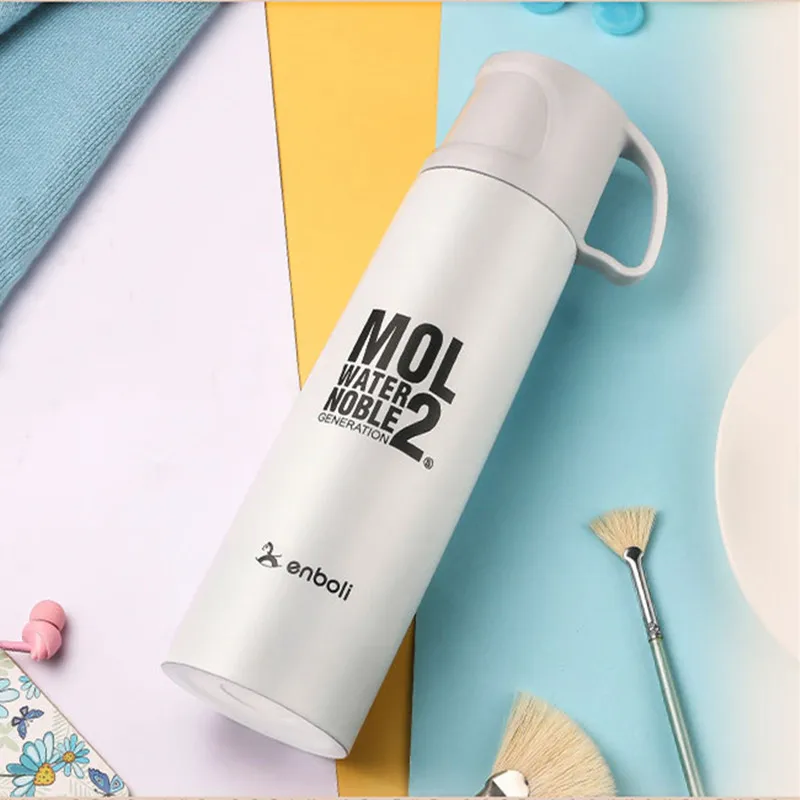 

500ml Fashion Thermos Mug With Handle Portable Stainless Steel Coffee Tea Vacuum Cup Travel Thermo Bottle Tumbler Thermomug
