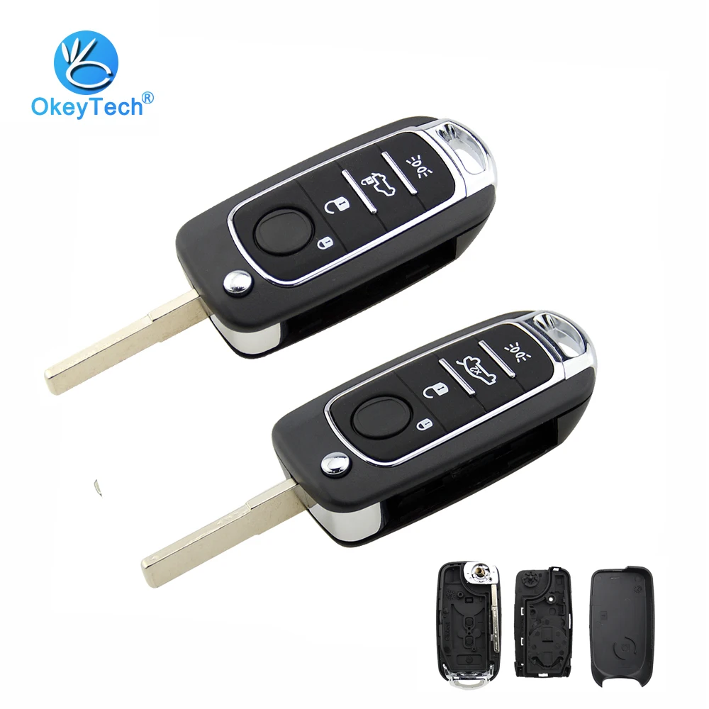 OkeyTech for Fiat Key Shell 4 Button Flip Folding Remote Car Key Cover