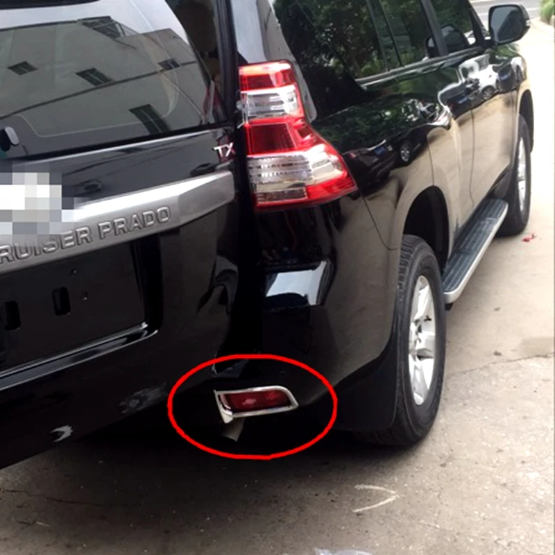 

For Toyota Prado FJ150 2010 2011 2012 2013 2014 2015 2016 2017 Chrome Rear Fog Light Lamp Cover Trim Tail Foglight Frame 2Pcs