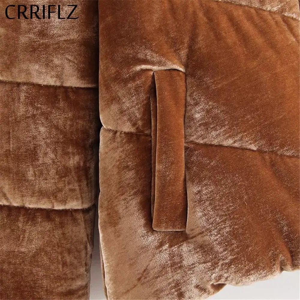 CRRIFLZ новая бархатная хлопковая стеганая Базовая куртка пальто для женщин теплая