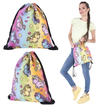 

Drawstring Bags Unicorn Fashion Vintage Cute 3D Printed 1 Pcs Backpacks Female Girls' leisure Shopping Small Bags