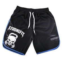 Мужские шорты для бега, фитнеса, спортзала, сетчатые шорты, мужские спортивные быстросохнущие шорты для бодибилдинга с принтом, мужские шорты для бодибилдинга