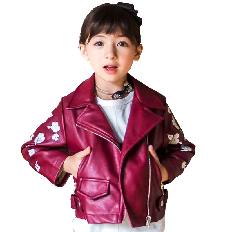 Kids Jacket PU Leather Girls Jackets Clothes Children Outwear For Baby