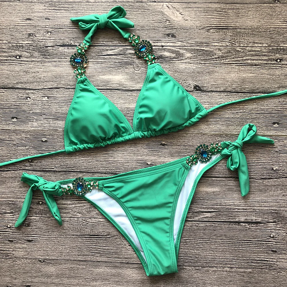 Diamond bikini white rhinestone bikini Braizilian swimwear female strappy swimsuit women Crystal bikini set Push up Bathing suit Diamond bikini white rhinestone bikini Braizilian swimwear female strappy swimsuit women Crystal bikini set Push up Bathing suit