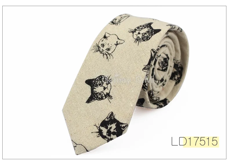 Fashion Mens Neck Tie Linen Skinny Tie for Men Wedding Party Print Neckties Casual Men Retro Neckwear Star Female Cartoon Ties