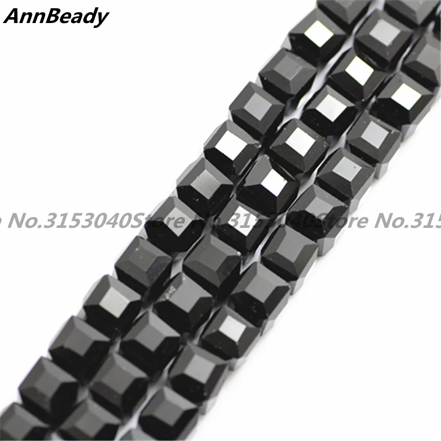 

100pcs Black Color 8mm Facet Square Cube Cut Spacer Austria Crystal beads For DIY Jewelry Crafts Making Loose Beads